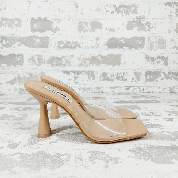 New Steve Madden Elated  Square Toe Clear Slip On Slide Sandals D172 - Picture 6 of 11